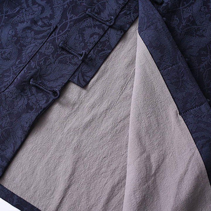 Ensemble 2 pièces pour homme, chemise à manches longues et pantalon en coton à boutons de grenouille, motif vigne jacquard, Buddha Stones - image 3