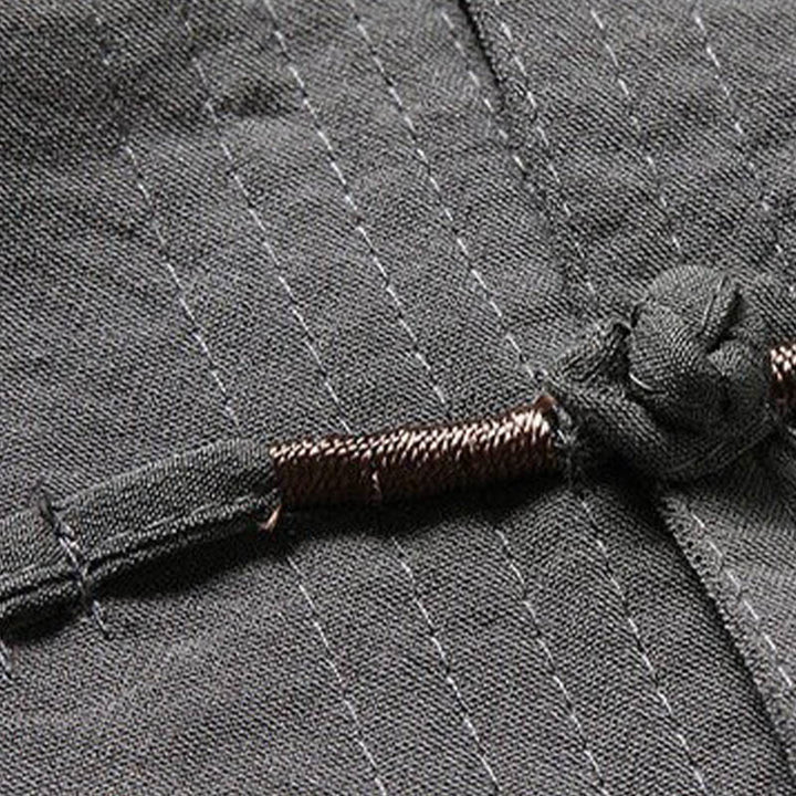 Ensemble de 2 pièces de costume Tang uni pour homme avec chemise à manches longues et pantalon à boutons de Buddha Stones