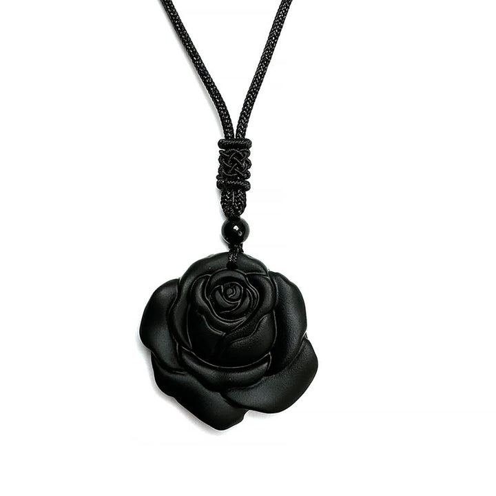 Collier avec pendentif de purification en obsidienne noire et Buddha Stones
