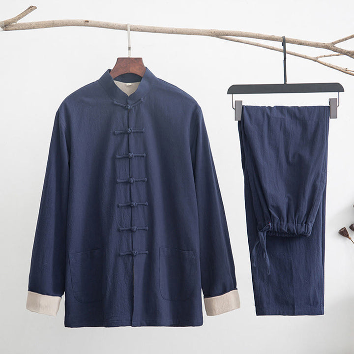 Ensemble chemise à manches longues et pantalon en lin pour homme, 2 pièces, motif Buddha Stones , Zen Tang - Bleu acier - US/UK/AU44，EU54 (4XL) - image 23