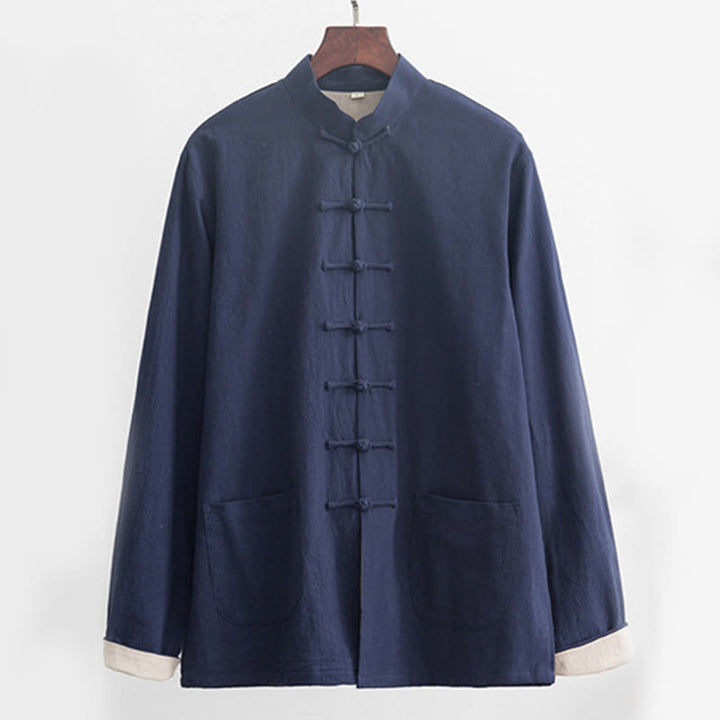 Ensemble chemise à manches longues et pantalon en lin pour homme, 2 pièces, motif Buddha Stones , Zen Tang - image 24