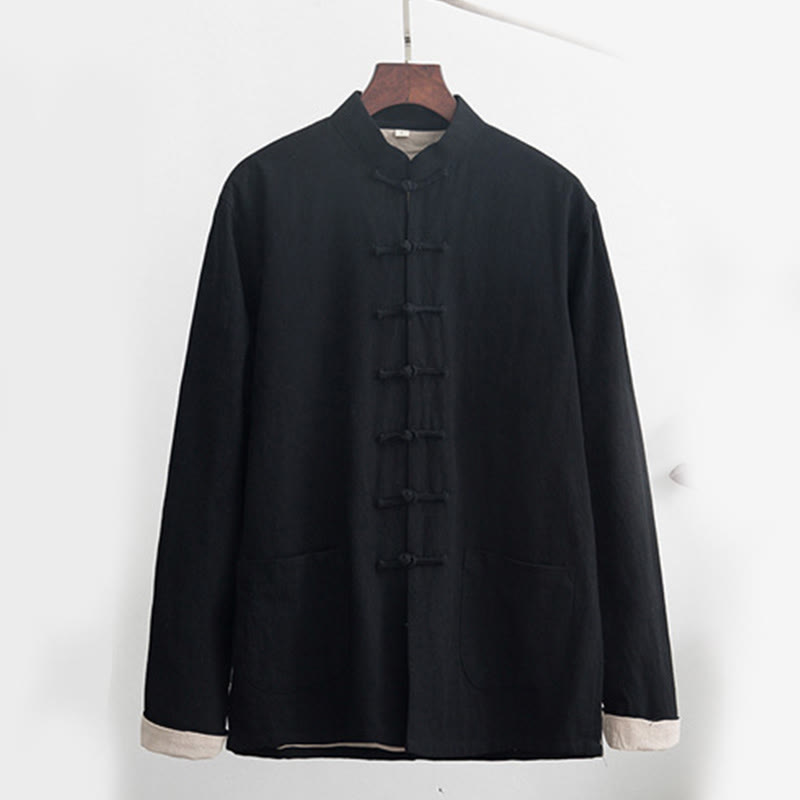 Ensemble chemise à manches longues et pantalon en lin pour homme, 2 pièces, motif Buddha Stones , Zen Tang - image 3