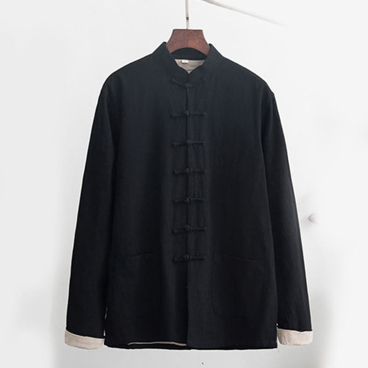 Ensemble chemise à manches longues et pantalon en lin pour homme, 2 pièces, motif Buddha Stones , Zen Tang - image 3