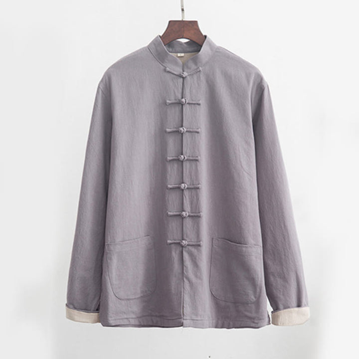 Ensemble chemise à manches longues et pantalon en lin pour homme, 2 pièces, motif Buddha Stones , Zen Tang - image 1