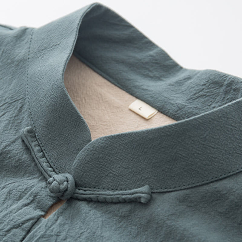 Ensemble chemise à manches longues et pantalon en lin pour homme, 2 pièces, motif Buddha Stones , Zen Tang - image 6