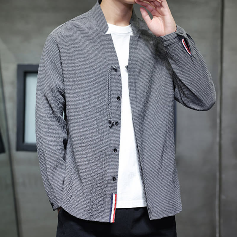 Chemise à manches longues boutonnée pour homme Buddha Stones - Couleur unie - image 5