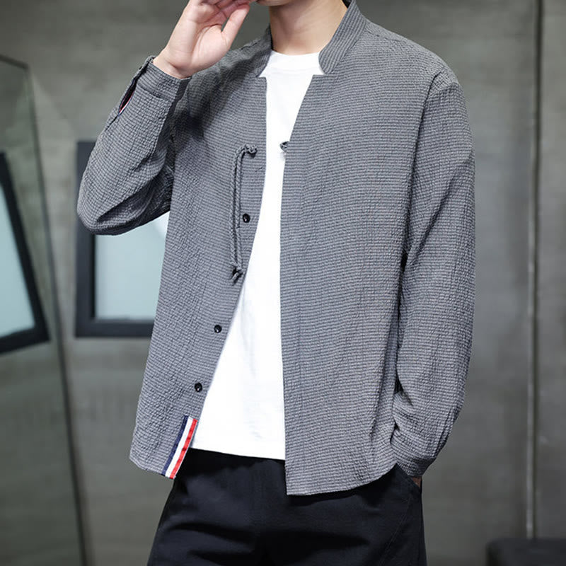 Chemise à manches longues boutonnée pour homme Buddha Stones - Couleur unie - image 6