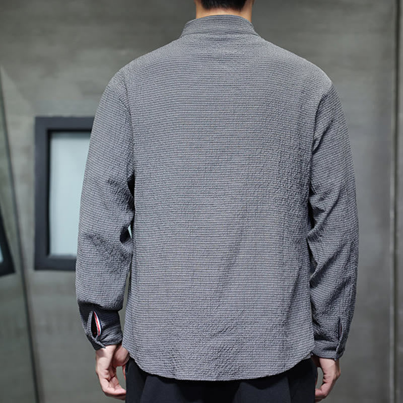 Chemise à manches longues boutonnée pour homme Buddha Stones - Couleur unie - image 4