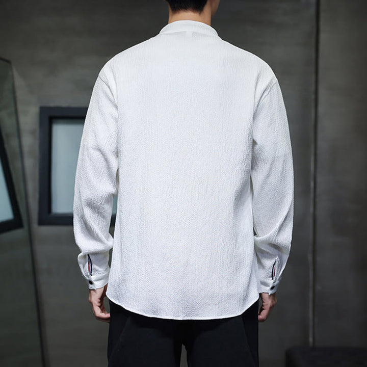Chemise à manches longues boutonnée pour homme Buddha Stones - Couleur unie