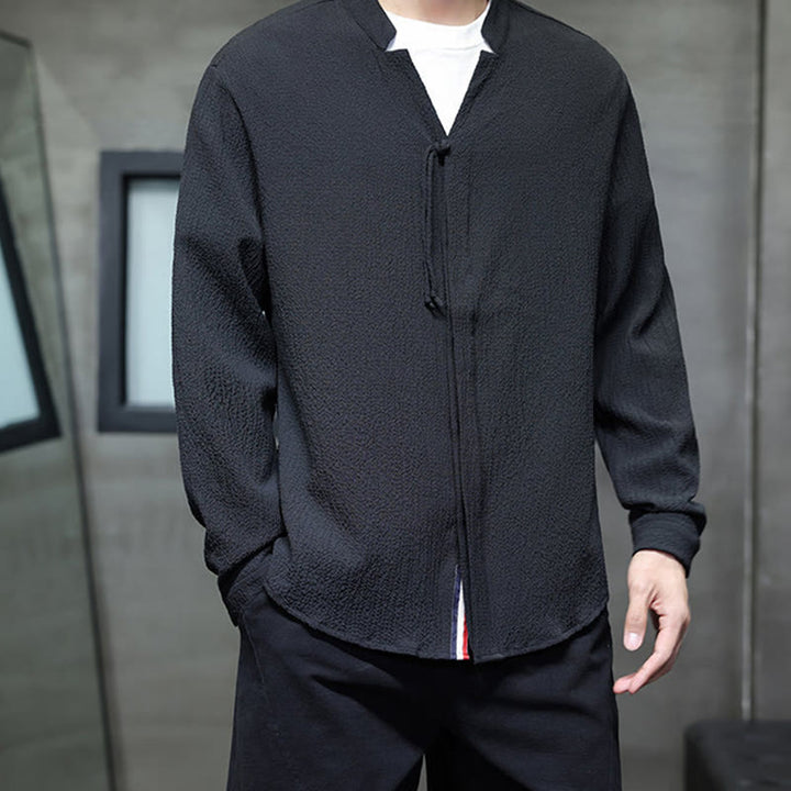Chemise à manches longues boutonnée pour homme Buddha Stones - Couleur unie