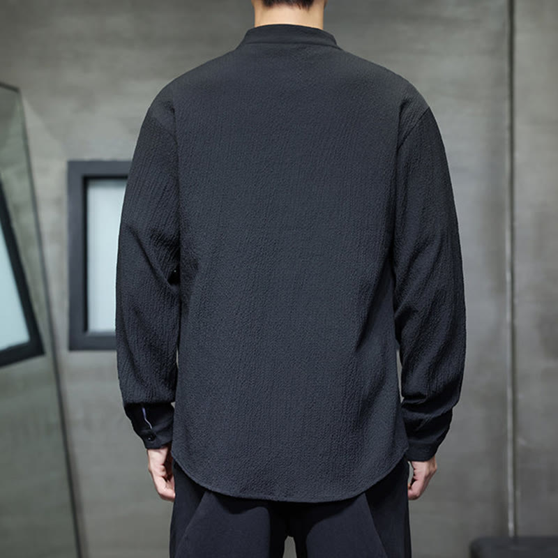 Chemise à manches longues boutonnée pour homme Buddha Stones - Couleur unie - image 19