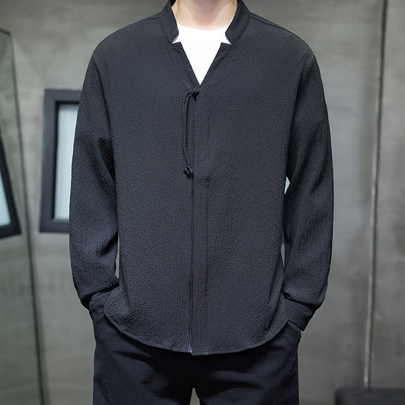 Chemise à manches longues boutonnée pour homme Buddha Stones - Couleur unie - image 21