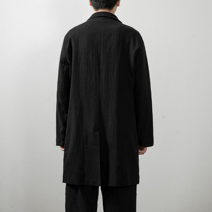 Manteau mi-long à manches longues pour homme en coton simple avec Buddha Stones