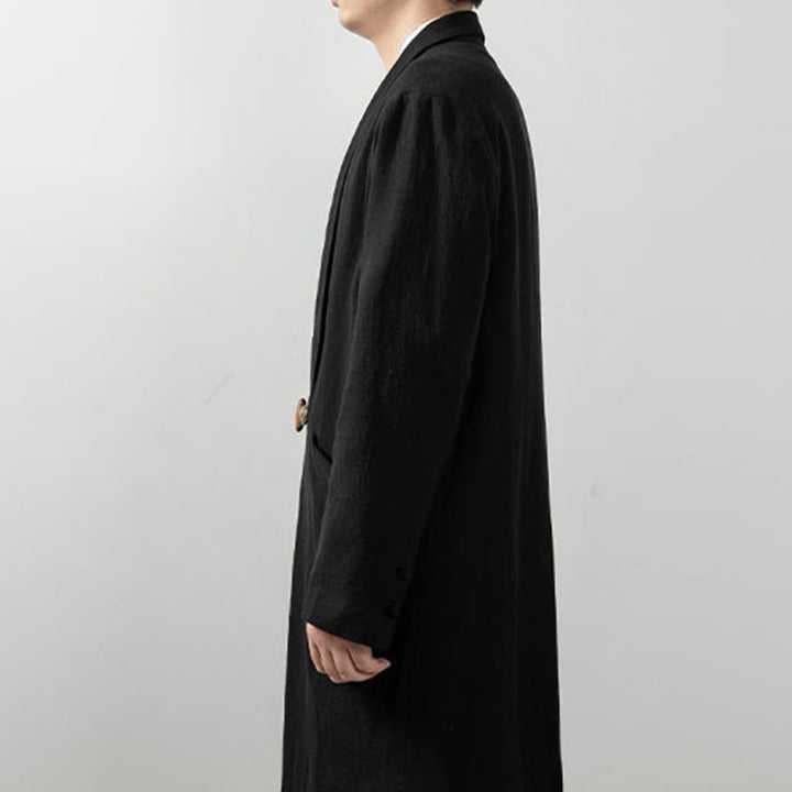 Manteau mi-long à manches longues pour homme en coton simple avec Buddha Stones