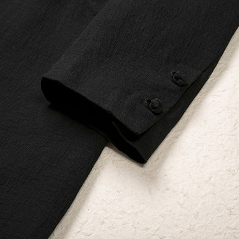 Manteau mi-long à manches longues pour homme en coton simple avec Buddha Stones - image 9