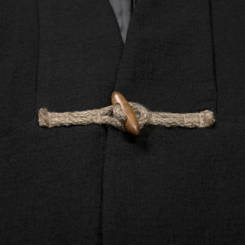 Manteau mi-long à manches longues pour homme en coton simple avec Buddha Stones - image 8