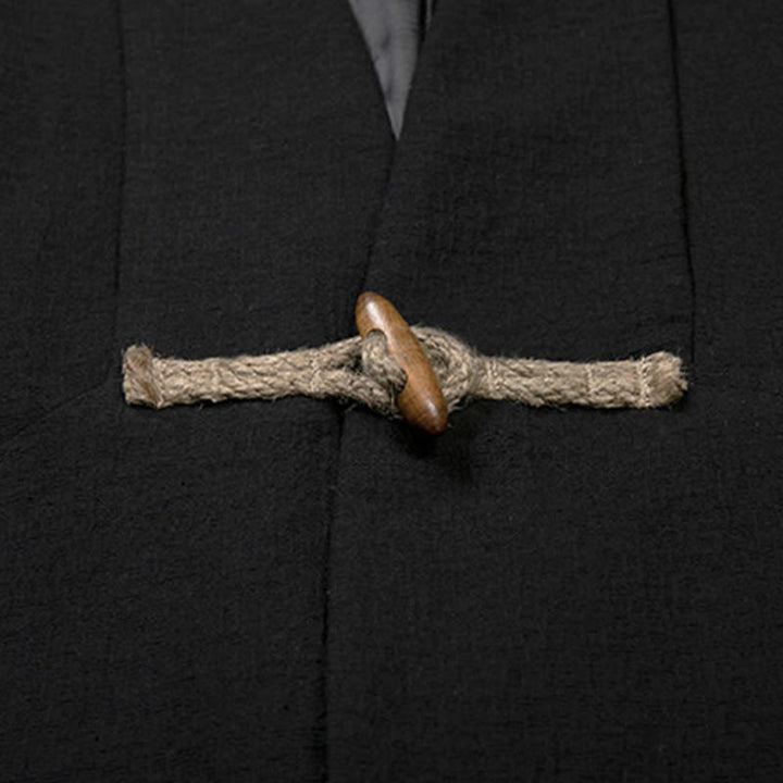 Manteau mi-long à manches longues pour homme en coton simple avec Buddha Stones - image 8