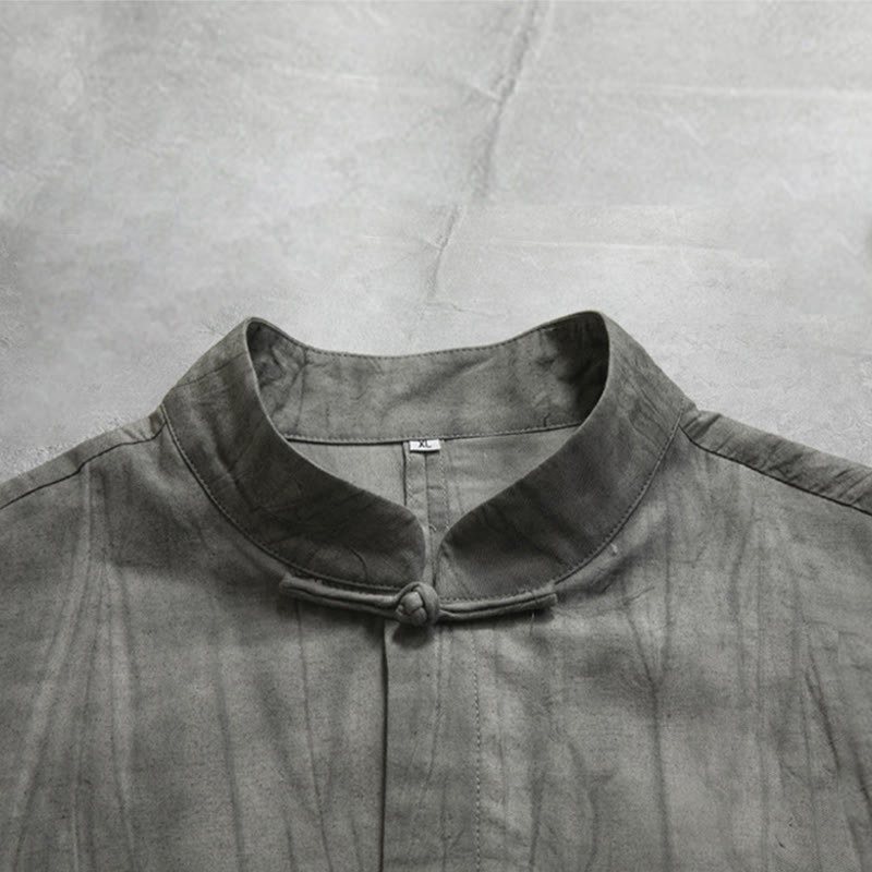 Chemise décontractée grise à boutons de grenouille pour homme Buddha Stones Zen Clothing - image 6