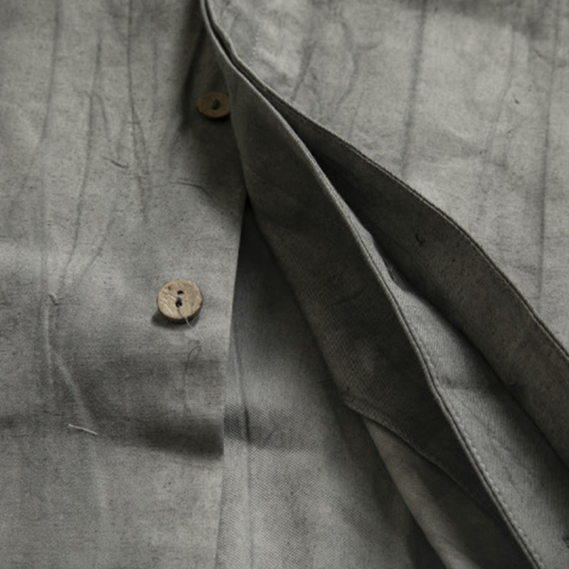 Chemise décontractée grise à boutons de grenouille pour homme Buddha Stones Zen Clothing - image 7