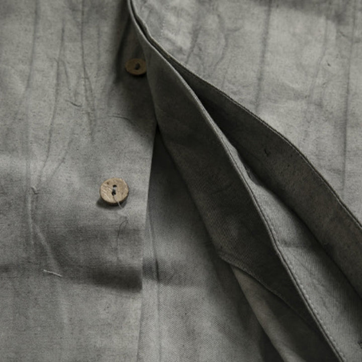 Chemise décontractée grise à boutons de grenouille pour homme Buddha Stones Zen Clothing - image 7