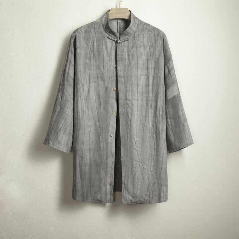 Chemise décontractée grise à boutons de grenouille pour homme Buddha Stones Zen Clothing - image 4