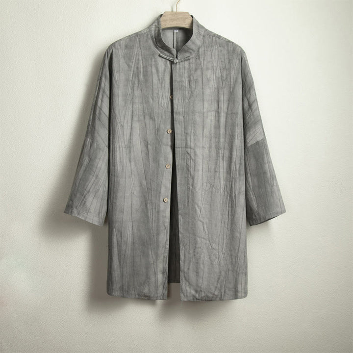 Chemise décontractée grise à boutons de grenouille pour homme Buddha Stones Zen Clothing - image 4