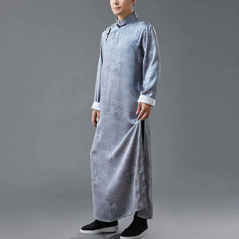 Costume Tang chinois vintage à boutons de grenouille pour homme avec Buddha Stones, robe en coton avec dragon