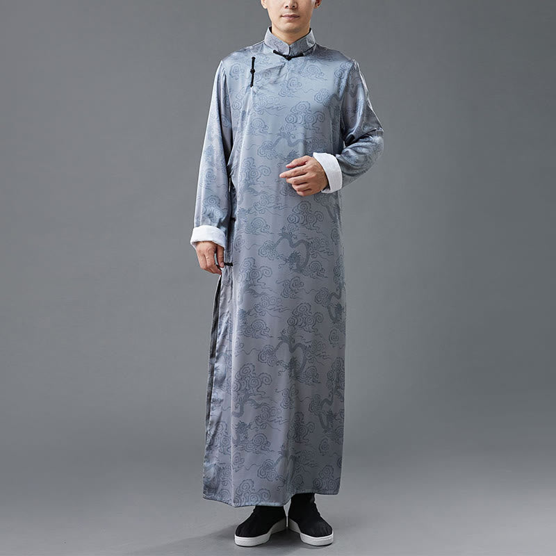 Costume Tang chinois vintage à boutons de grenouille pour homme avec Buddha Stones, robe en coton avec dragon