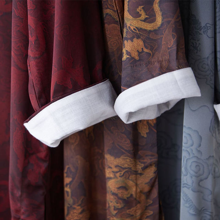 Costume Tang chinois vintage à boutons de grenouille pour homme avec Buddha Stones, robe en coton avec dragon - image 21