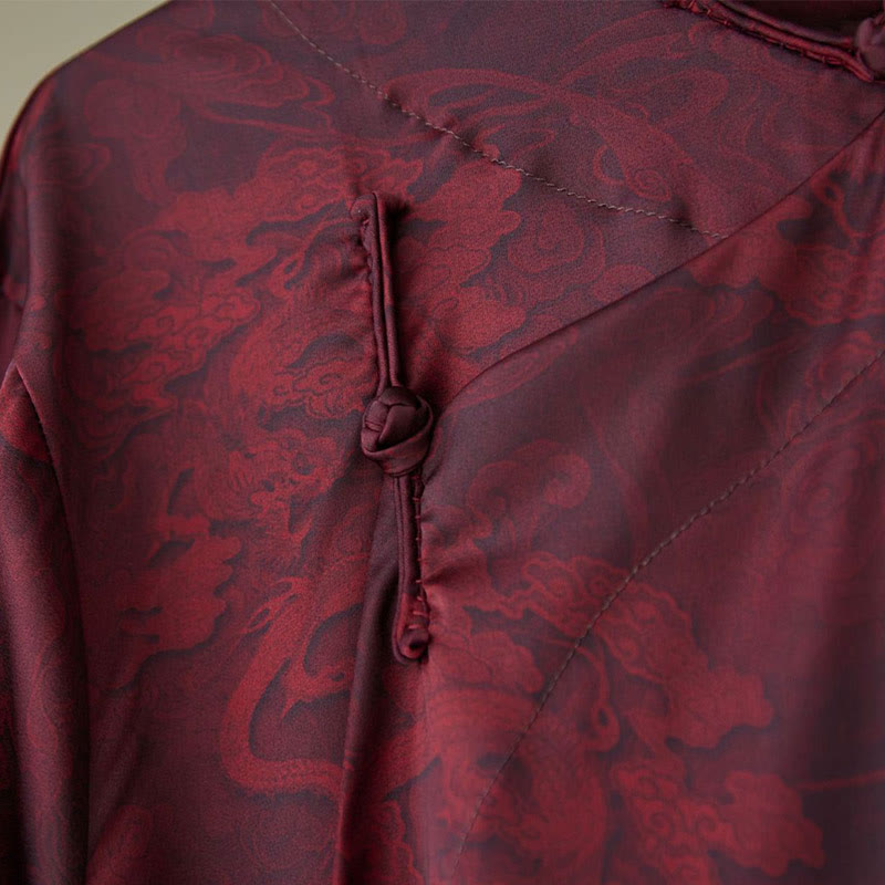 Costume Tang chinois vintage à boutons de grenouille pour homme avec Buddha Stones, robe en coton avec dragon - image 18