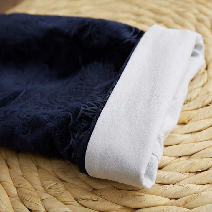 Buddha Stones Vintage Automne Hiver Chinois Grenouille Bouton Tang Costume Hommes Dragon Jacquard Robe Avec Poches - image 12