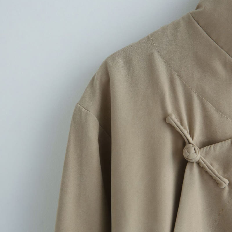 Robe de costume Tang chinoise en coton à boutons de grenouille pour homme, couleur unie, motif de Buddha Stones - image 16