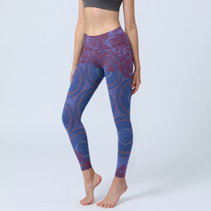 Leggings de fitness et de gym pour femme avec imprimé Buddha Stones - Violet moyen - US18，UK/AU22，EU50 (4XL) - image 0