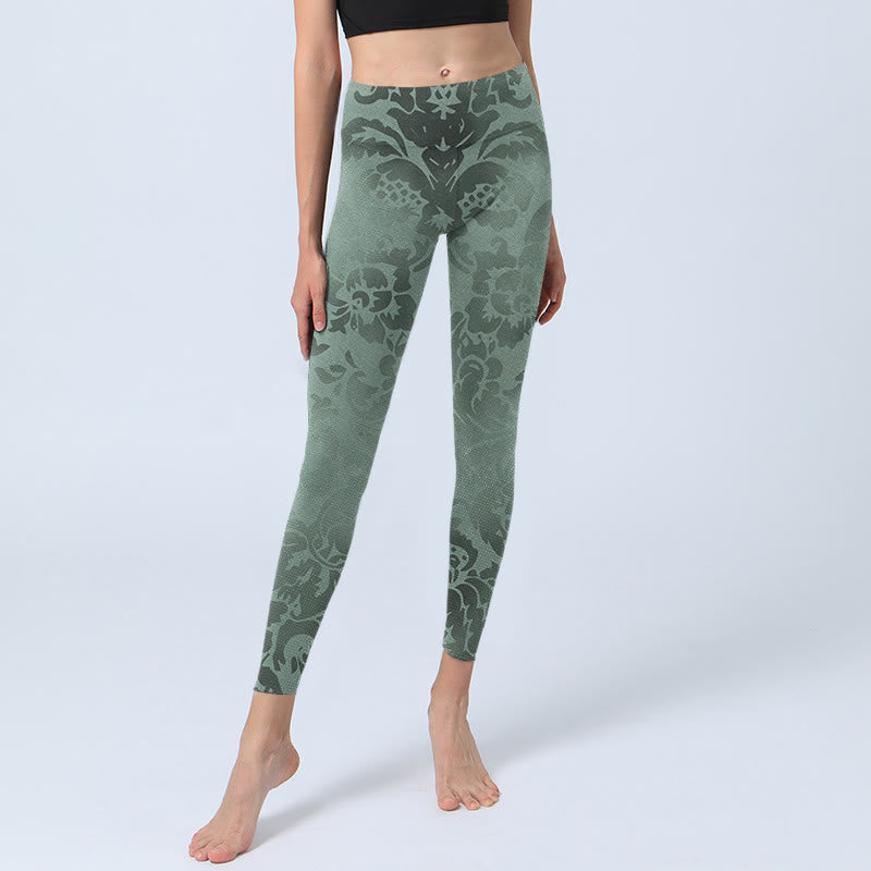 Leggings de fitness décontractés à imprimé fleurs et Buddha Stones pour femmes, pantalons de yoga - image 6