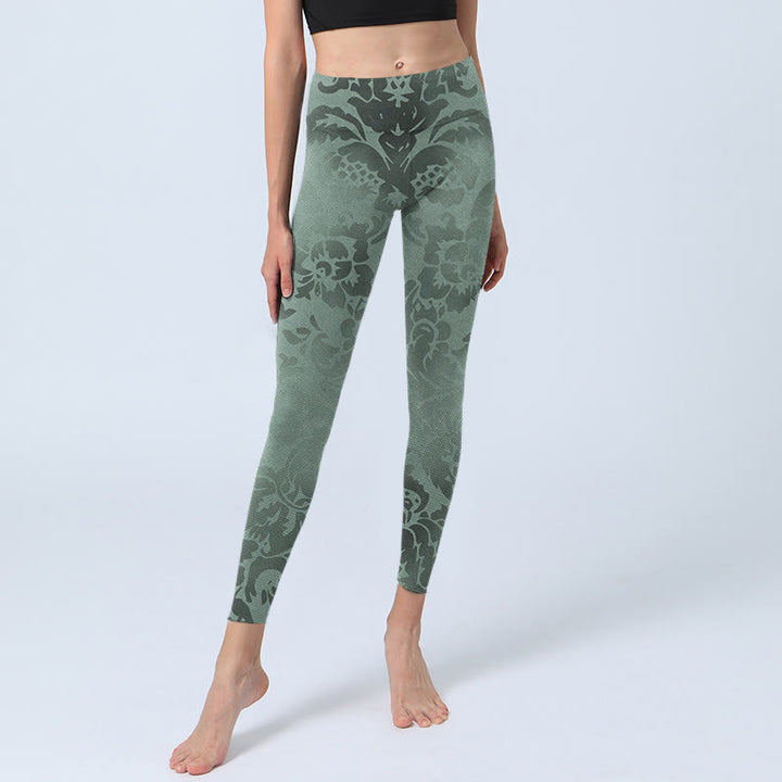 Leggings de fitness décontractés à imprimé fleurs et Buddha Stones pour femmes, pantalons de yoga - image 6