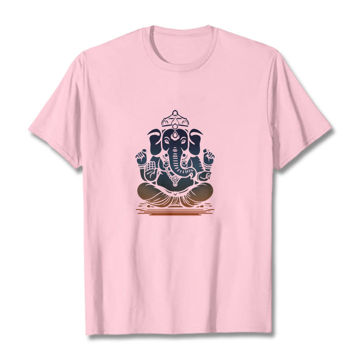 T-shirt à motif éléphant Ganesh méditant avec des Buddha Stones - Rose clair - 2XL - image 13