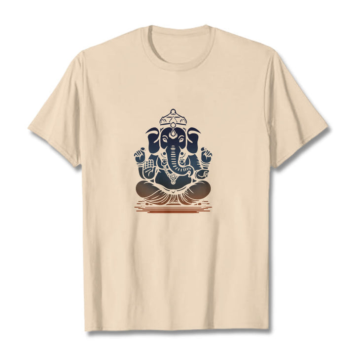 T-shirt à motif éléphant Ganesh méditant avec des Buddha Stones - Bisque - 2XL - image 8