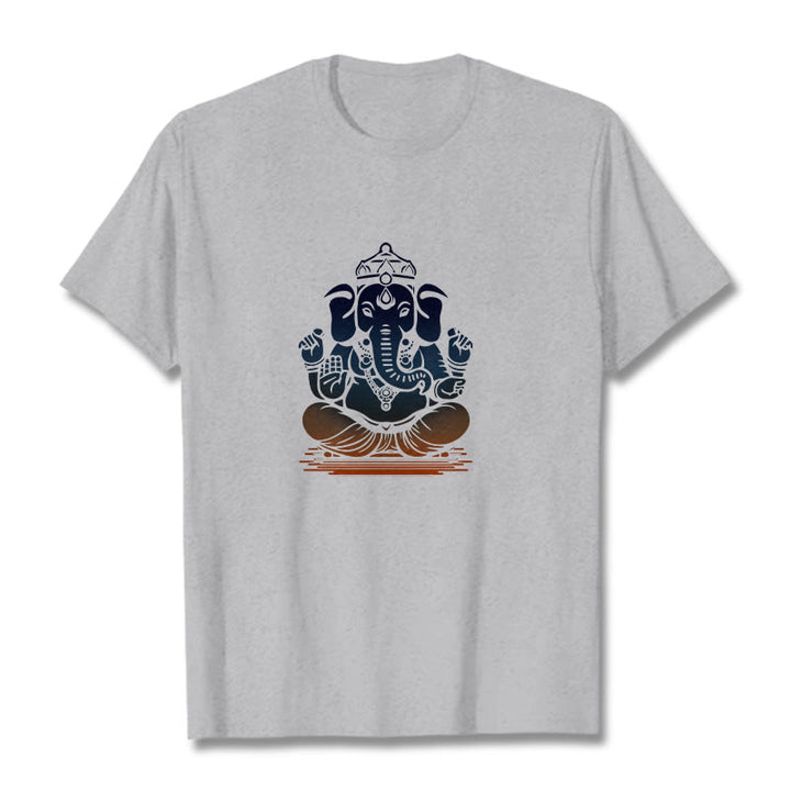 T-shirt à motif éléphant Ganesh méditant avec des Buddha Stones - Gris clair - 2XL - image 19