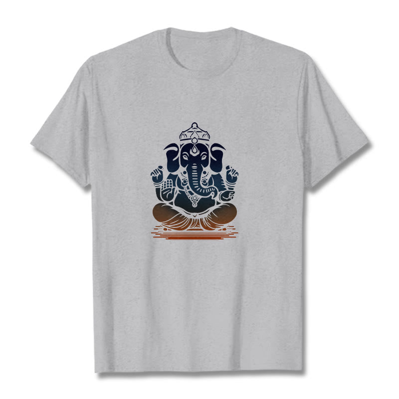 T-shirt à motif éléphant Ganesh méditant avec des Buddha Stones - Gris clair - 2XL - image 20