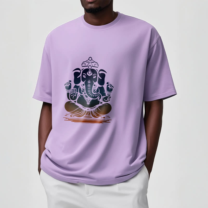 T-shirt à motif éléphant Ganesh méditant avec des Buddha Stones - image 17