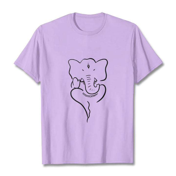 T-shirt à motif de croquis d'éléphant Buddha Stones et Ganesh - Prune - 2XL - image 17