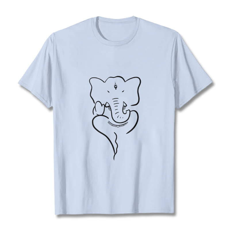 T-shirt à motif de croquis d'éléphant Buddha Stones et Ganesh - Cyan clair - 2XL - image 19