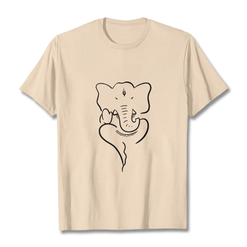 T-shirt à motif de croquis d'éléphant Buddha Stones et Ganesh - Bisque - 2XL - image 9