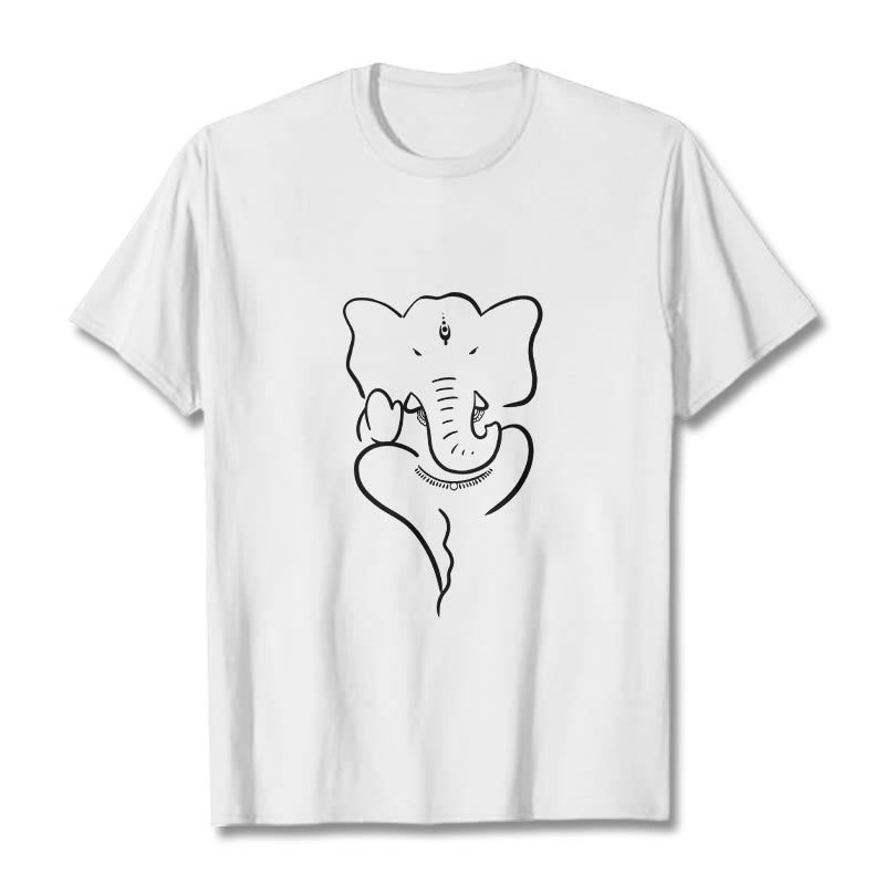 T-shirt à motif de croquis d'éléphant Buddha Stones et Ganesh - Blanc - 2XL - image 6