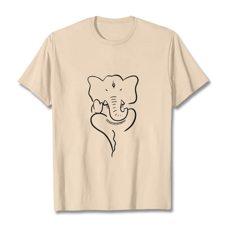 T-shirt à motif de croquis d'éléphant Buddha Stones et Ganesh - Bisque - 2XL - image 8