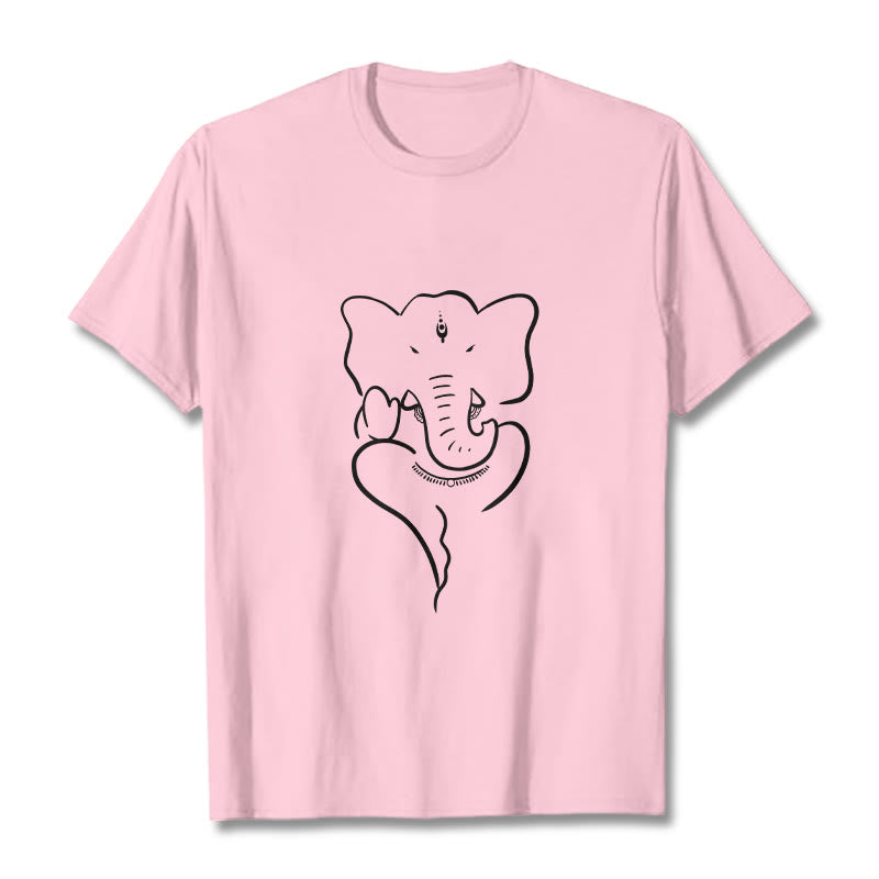 T-shirt à motif de croquis d'éléphant Buddha Stones et Ganesh - Rose clair - 2XL - image 13