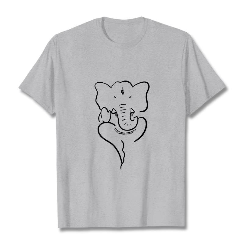 T-shirt à motif de croquis d'éléphant Buddha Stones et Ganesh - Gris clair - 2XL - image 19