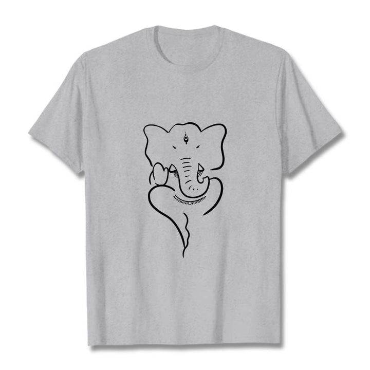 T-shirt à motif de croquis d'éléphant Buddha Stones et Ganesh - Gris clair - 2XL - image 19