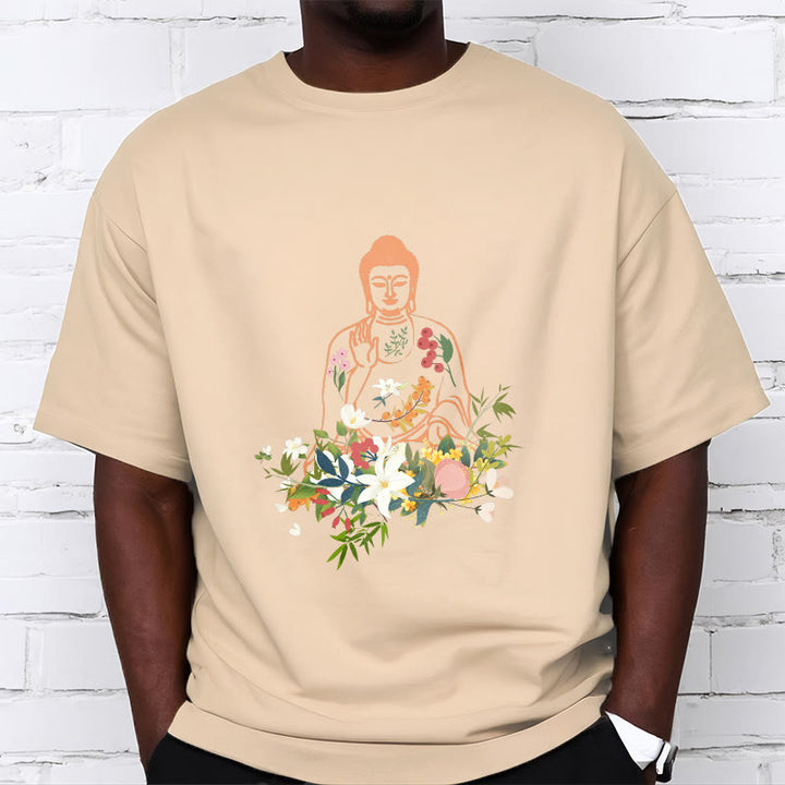 T-shirt à motif de fleurs en fleurs représentant des Buddha Stones en méditation - image 9