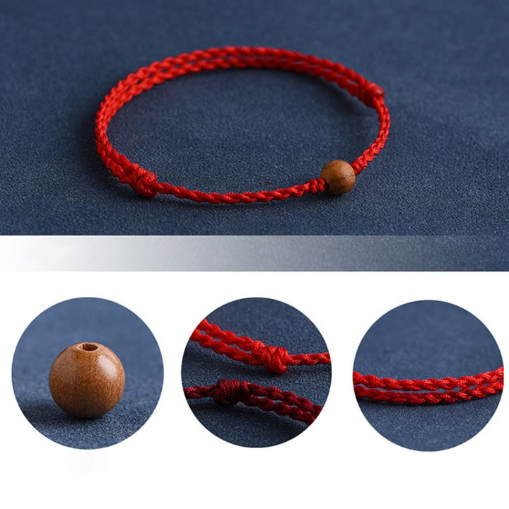 Bracelet tressé en perles de bois de pêche naturel Buddha Stones pour éloigner les mauvais esprits